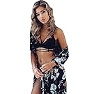 Women's Bralette, ABC Women Lace Floral Bralette Bralet Bra Bustier Crop Top Cami Unpadded Tank (S, Black)