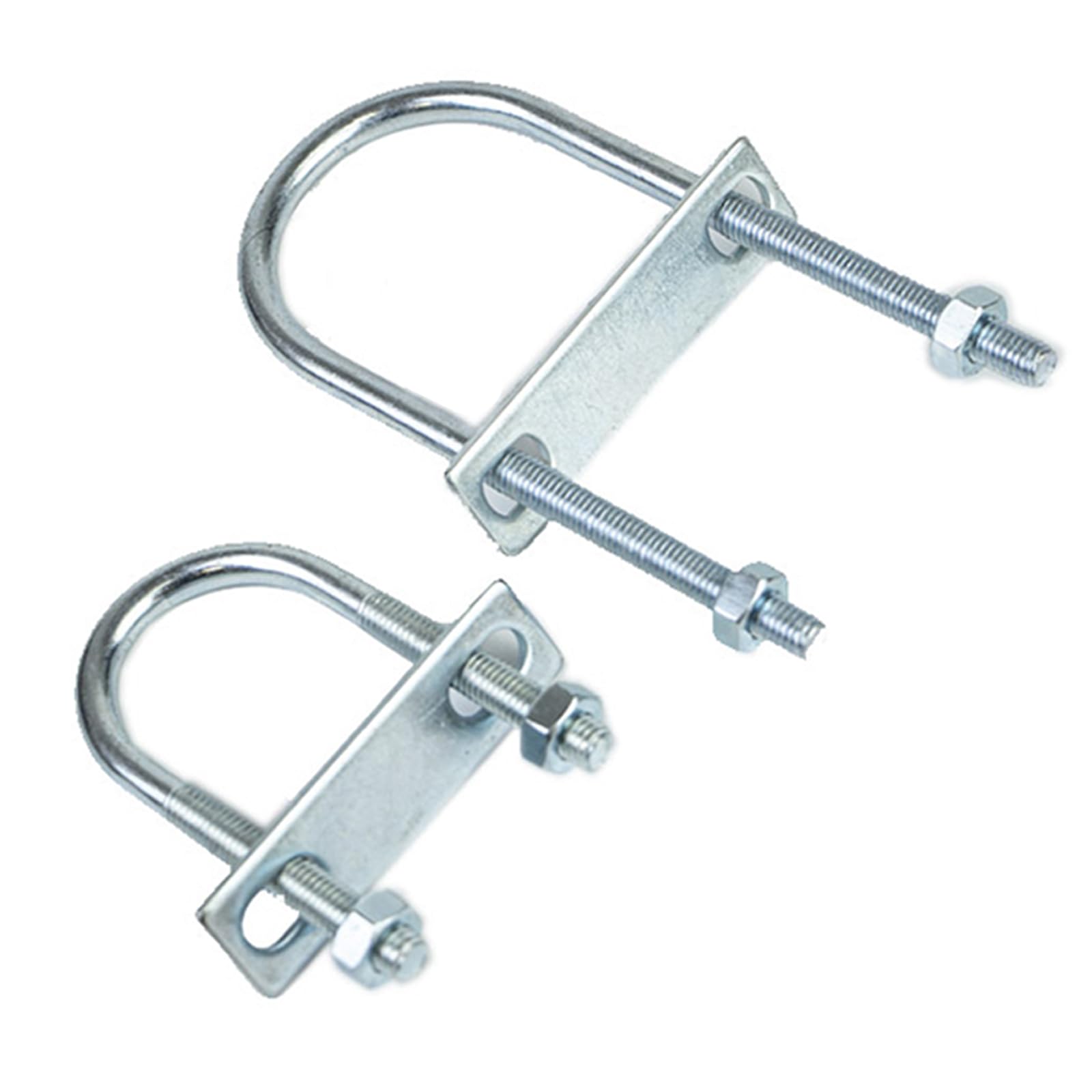 TEN-HIGH Metal Round U Bolt, Galvanized U Shape Bolts with Nuts, Plate, Washer for Attaching Piping Conduit Cable Tube Brackets Boat Trailer(6PCS)