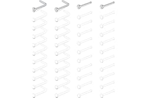 VCMART 18G 20G Clear Nose Studs Clear Nose Rings Plastic Nose Rings for Work for Surgery Bioflex Flexible Invisible Nose Pier