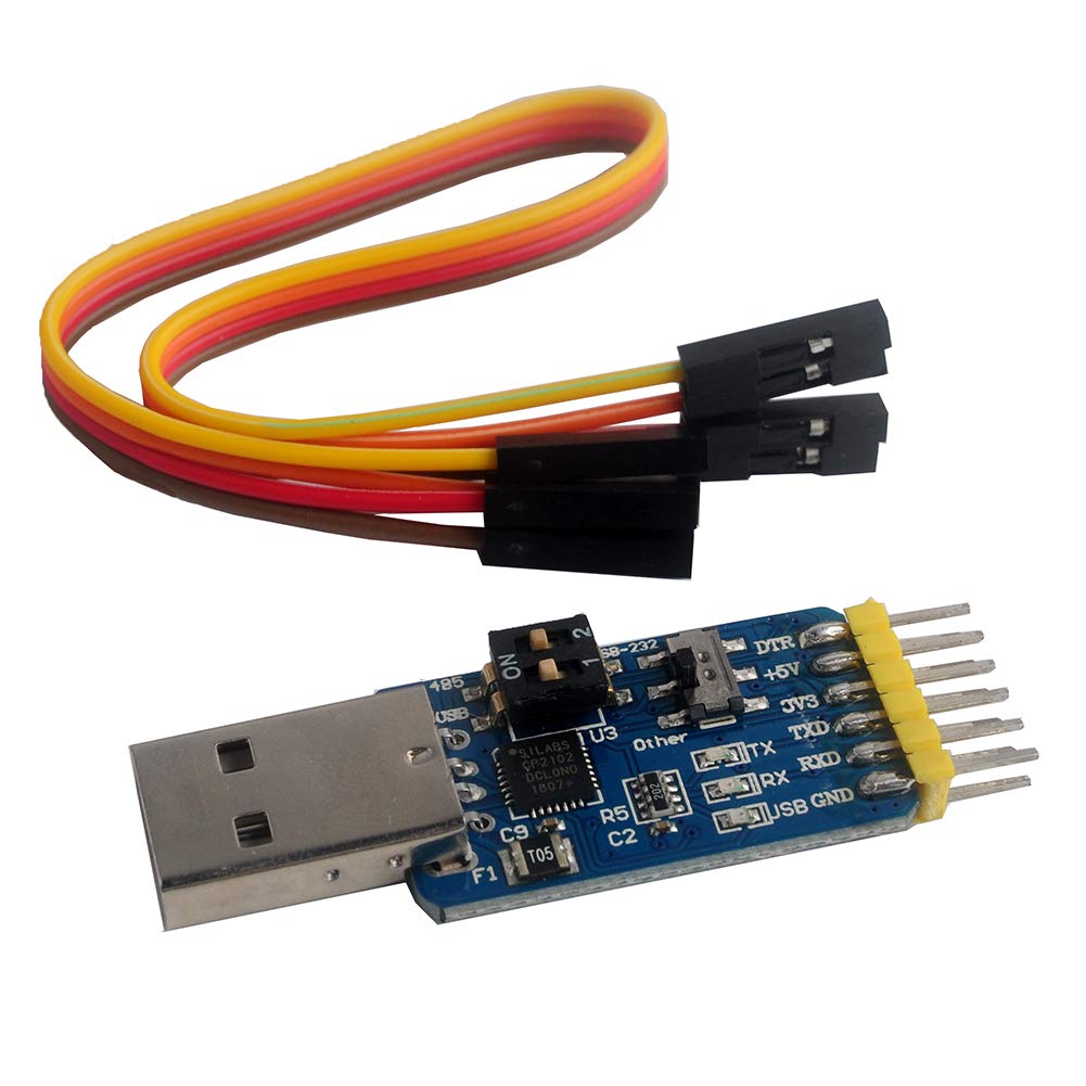 DIYmalls CP210x Series 2102 USB to TTL Serial Module 6 in 1 USB to RS485 RS232, TTL to RS232 RS485, RS232 to RS485 + 6P Female to Female Cable for Arduino Nextion Display Windows Beitian GPS