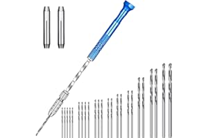 JQUAL 46 Pieces Pin Vise Hand Drill Bits Set Include 1 Pin Vise Hand Drill 45 Mini Twist Drill Bit (0.3-3 mm) for DIY Wood Cl