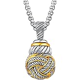 UNY JEWEL Jewelry Make a Statement With Our Two Tone Twisted Cable Wire Ball Weave Pendant 3mm Box Chain 45cm + 5cm Extension