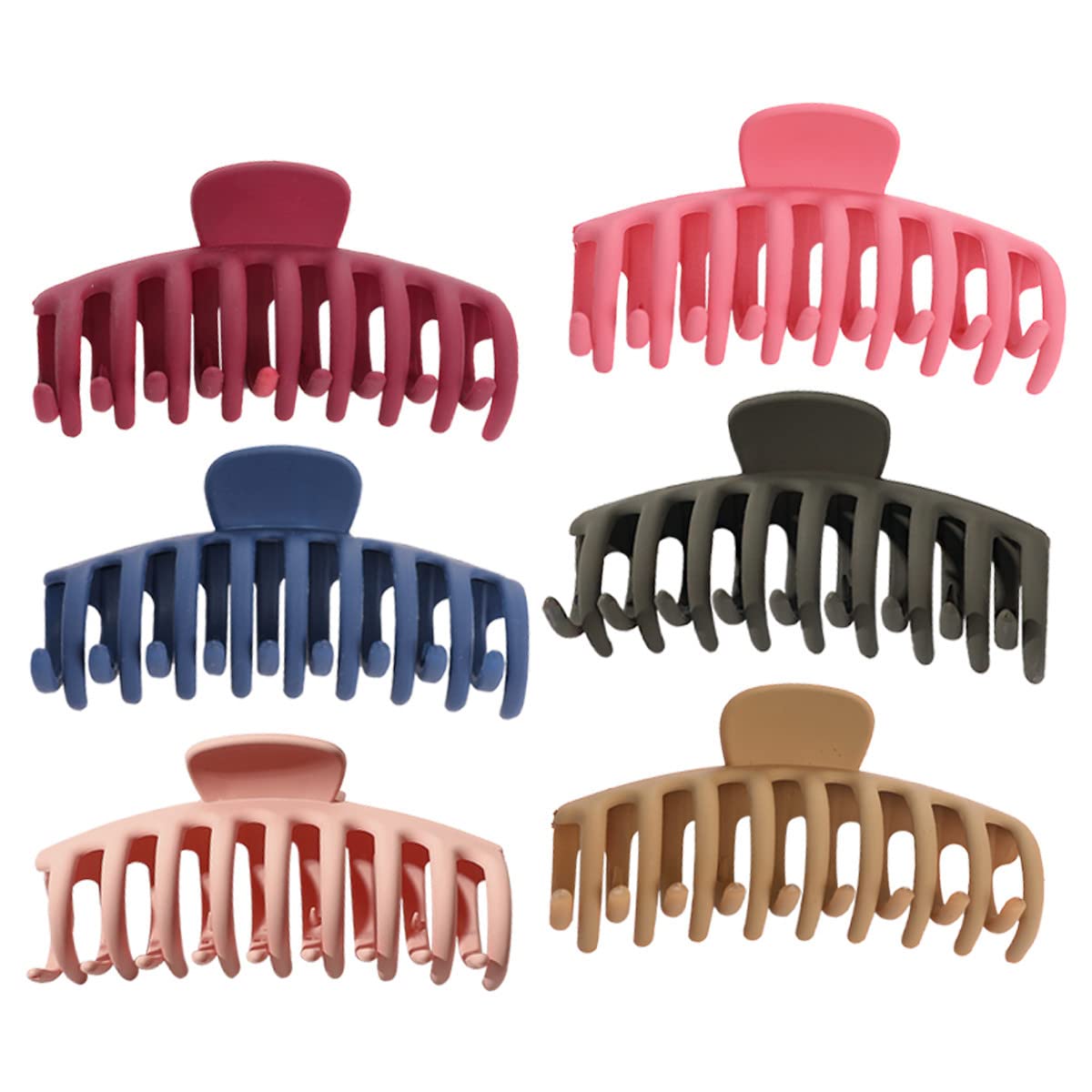 TOKYMOON 6PCS Hair Matte Claw Clips Non-slip Large Strong Hold Acrylic Hair Catch Barrettes Jaw Hair Clips For Women and Girls