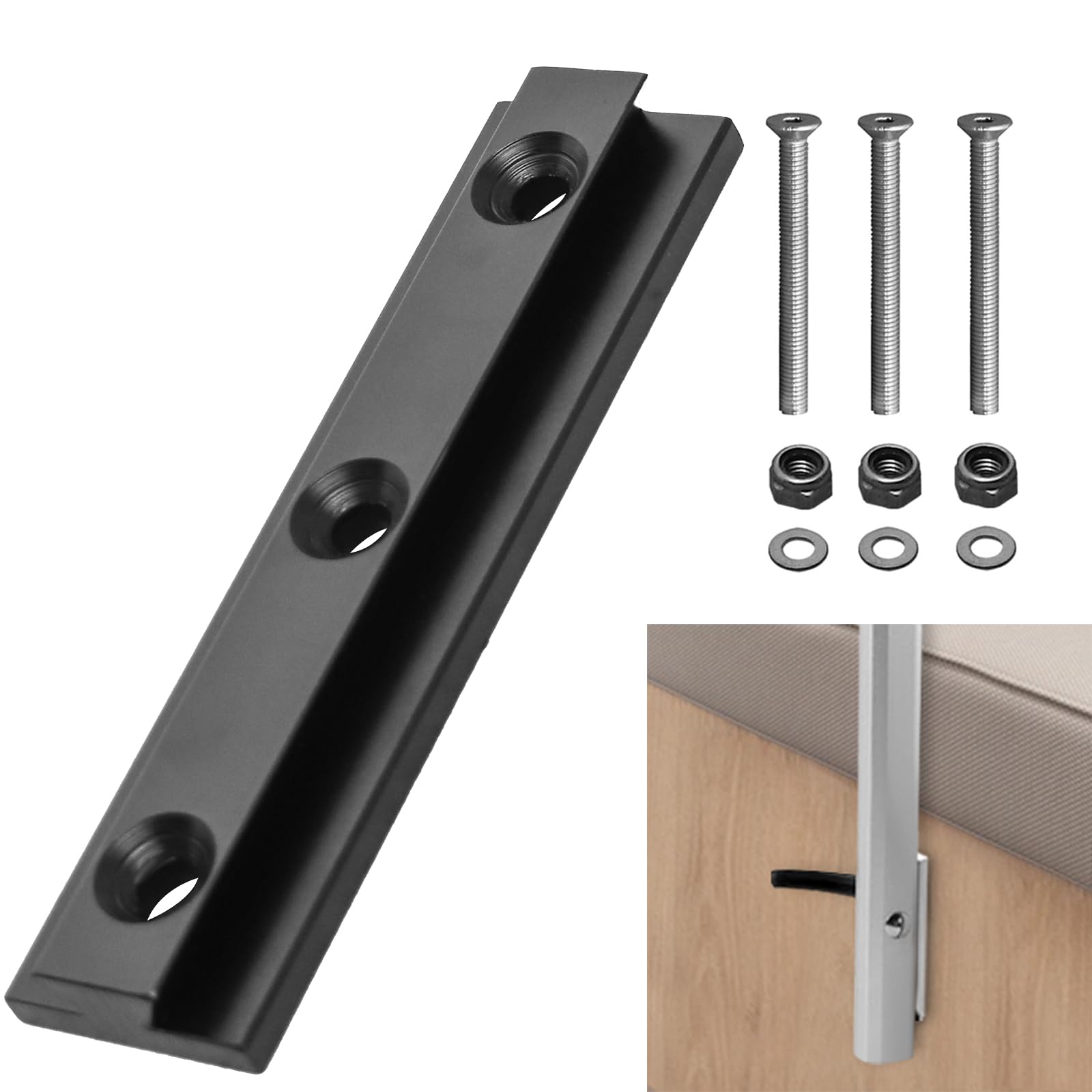 Photo 1 of Swivels RV Table Leg Mount Bracket 360° Narrow Removable RV Table Leg Aluminum Alloy Accessories for RV Pontoon Truck Camper Travel Trailer(Black, 3 HOL)
