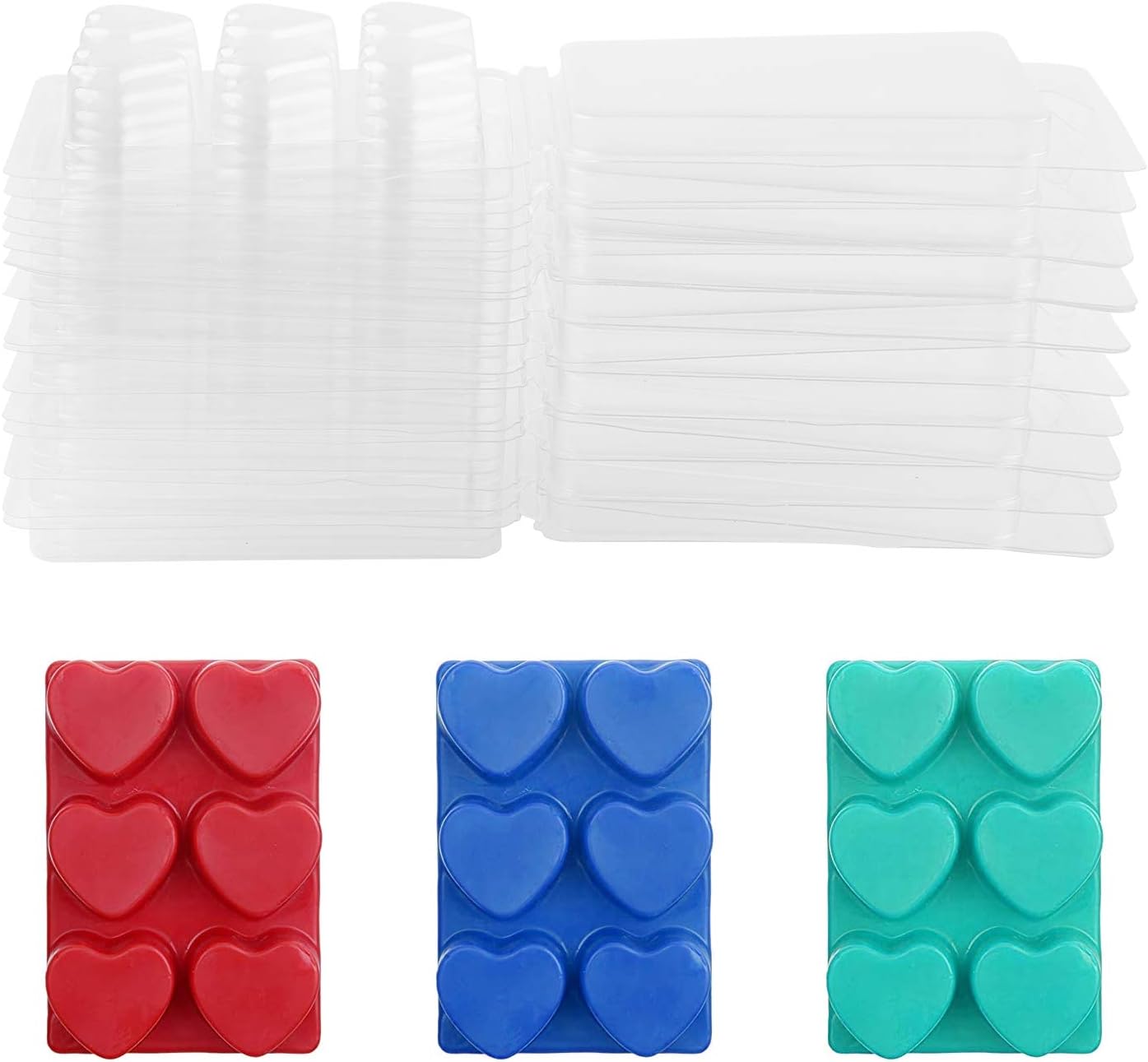TSLBW Wax Melt Molds 50 Pcs 6 Cavity Resuable Clear Plastic Clamshell