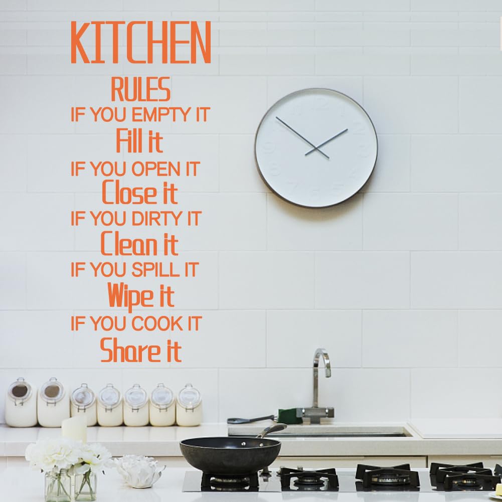 SUPERDANT Kitchen Rules Wall Stickers Phrases Kitchen Vinyl Wall Decals Kitchen Word Art Wall DIY Decoration Letter Print Family Quote for Kitchen Restaurant Bar Home Decor Kitchen Decor