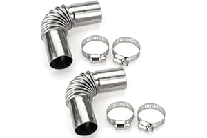 JIZLAN 2 Pcs Silver Stainless Steel Air Diesel Parking Heater Exhaust Pipe Tube Elbow Connector for Webasto Eberspacher Diesel Boat Heater 13cm Exhaust Pipes Tips Emissions Replacement Parts (24mm)