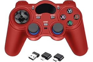 RARELEMON USB Wireless Gaming Controller Gamepad for PC/Laptop Computer(Windows XP/7/8/10) & PS3 & Android & Steam (Red)