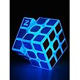AMAZA 3x3 Fluorescent Speed Cube 3x3x3 Glow in Dark Luminous Speed Cube 3 by 3 Magic Cube Puzzle Toy Brain Teasers IQ Puzzles Game Toys for Children Adults (Blue Luminous)