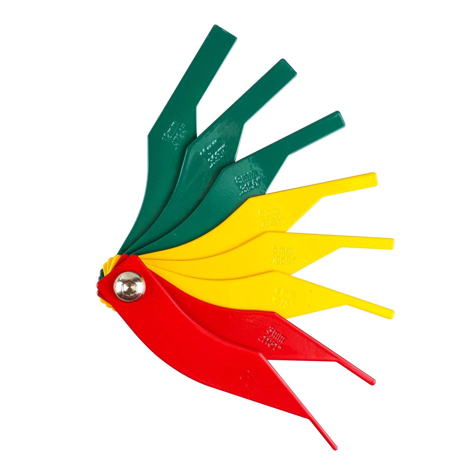 Photo 1 of Brake Lining Thickness Gauge, Car Automotive Brake Pad Measuring Ruler Tool, Measure Disc and Drum Brake Pads Feeler Gauge, Color-Coded?SAE & Metric?Durable Steel Brake Rotor Gauge Father'Day Gift