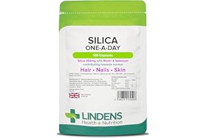 Silica; 250mg; 100 Capsules 1 a day, for Hair and Nails - adds strength and shine - super high strength by Lindens
