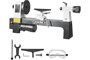 UOKRR 8" x 12" Wood Lathe, Mini Benchtop Wood Lathe Machine1/3 HP Lathes for Woodworking Variable Speed 750-3200rpm for Beginners/Professionals to Make Pens, Bowls, Cups, Small Workpieces