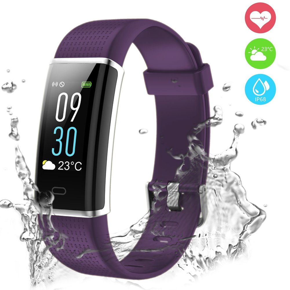 Chianruey Fitness Tracker, Activity Tracker with Heart Rate Monitor,IP68 Waterproof Smart Watch with Calorie Counter Watch Sleep Monitor Pedometer Steps Counter for Kids Women Men (Purple)