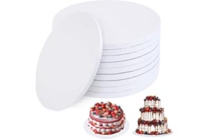 ANSCHER 9 Packs Round 14 Inch Cake Drums, 1/2 Thick White Greaseproof Cake Boards Cake Base, Cardboard Cake Drums 14 Inch for Presenting Heavy/Tall Tiered Cakes, Base para Pastel