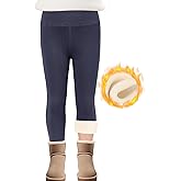 SPFASZEIV Girls Fleece Lined Leggings Thick Kids Winter Warm Pants Thermal Leggings for Little Girls Cold Weather 5-11 Years