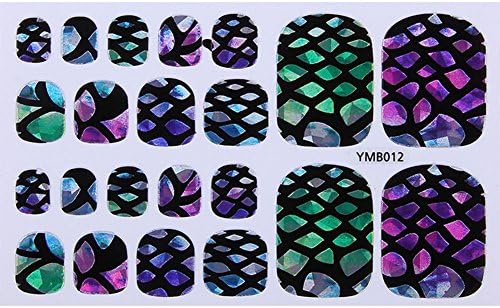 22pcs/Sheet Laser Shell Shiny Feet Toe Nail Art Wraps Stickers Full Cover Manicure #12