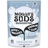 Molly's Suds Dishwasher Pods | Clean Dishwasher Detergent, Cuts Grease & Rinses Clean (Residue-Free) for Sparkling Dishes | 6