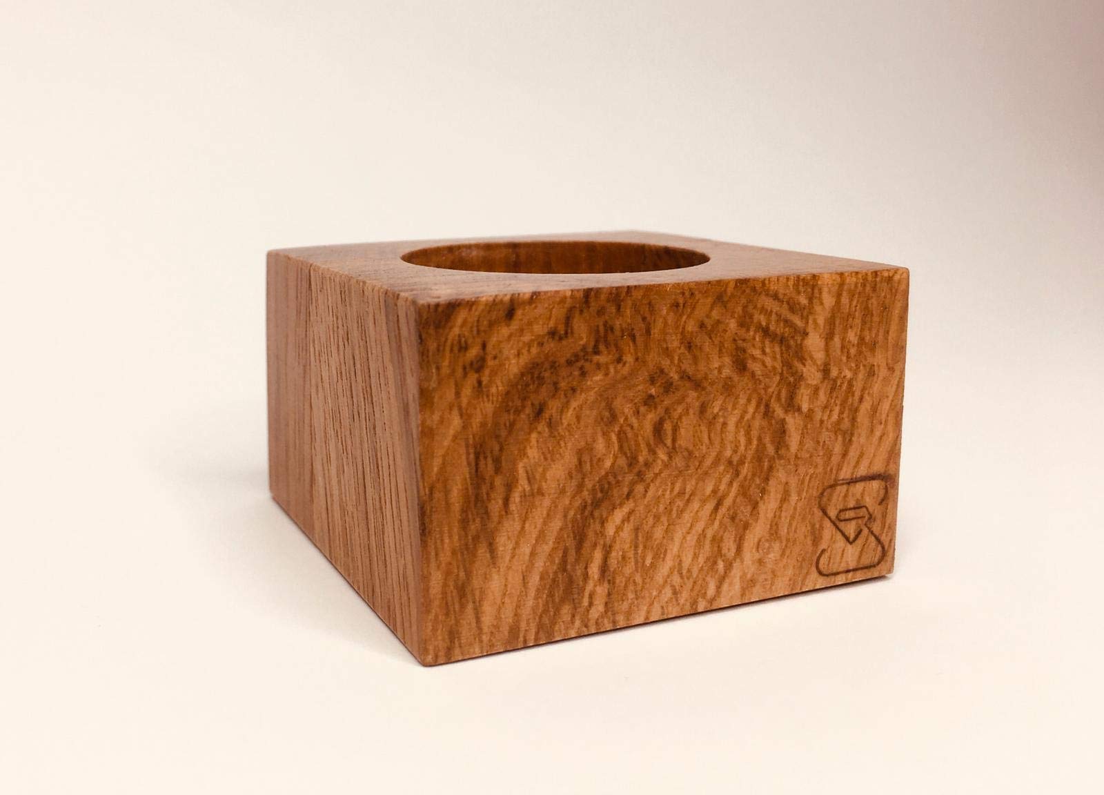 SILVIONIX LTD Solid Natural Oak Wood Candle Holder , Handmade wooden tea light/candle holder, Oak T Light (3)