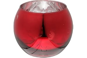 JECOMPRIS Christmas Glass Tealight Candle Holder Red Glass Cup Christmas Table Decoration Xmas Centerpiece for