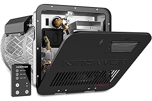 KINGRVER 6 Gallon RV Water Heater, KINGRVER HyBridShower 6, Dual Fuel 1440 W Electric 12000 BTU Propane Gas, Spark Ignition, Black Door, Built-in Magnesium Anode Rod