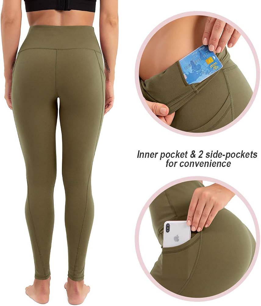 CLUCI Yoga Leggings High Waist for Women with Pockets Workout Pants Tummy Control Non-See Through 4 Way Stretch: Clothing