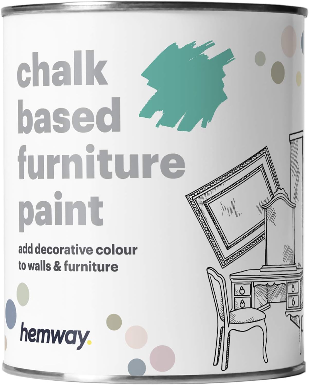Hemway Chalk Based Furniture Paint, Bright Teal Turquoise 1L, Matt Finish Shabby Chic, Chalk Paint Furniture & Walls