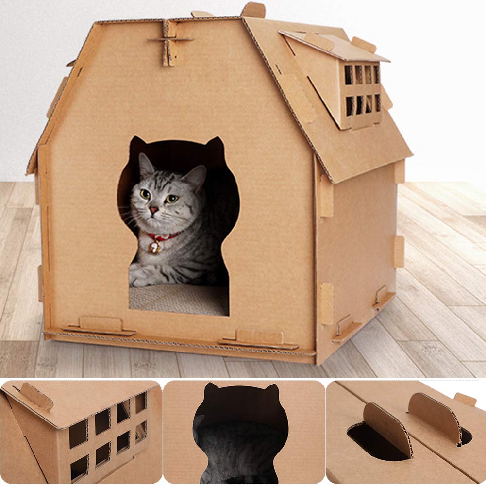 LNIMIKIY casa de Gato Caja de cartón para raspar Tablero de cartón