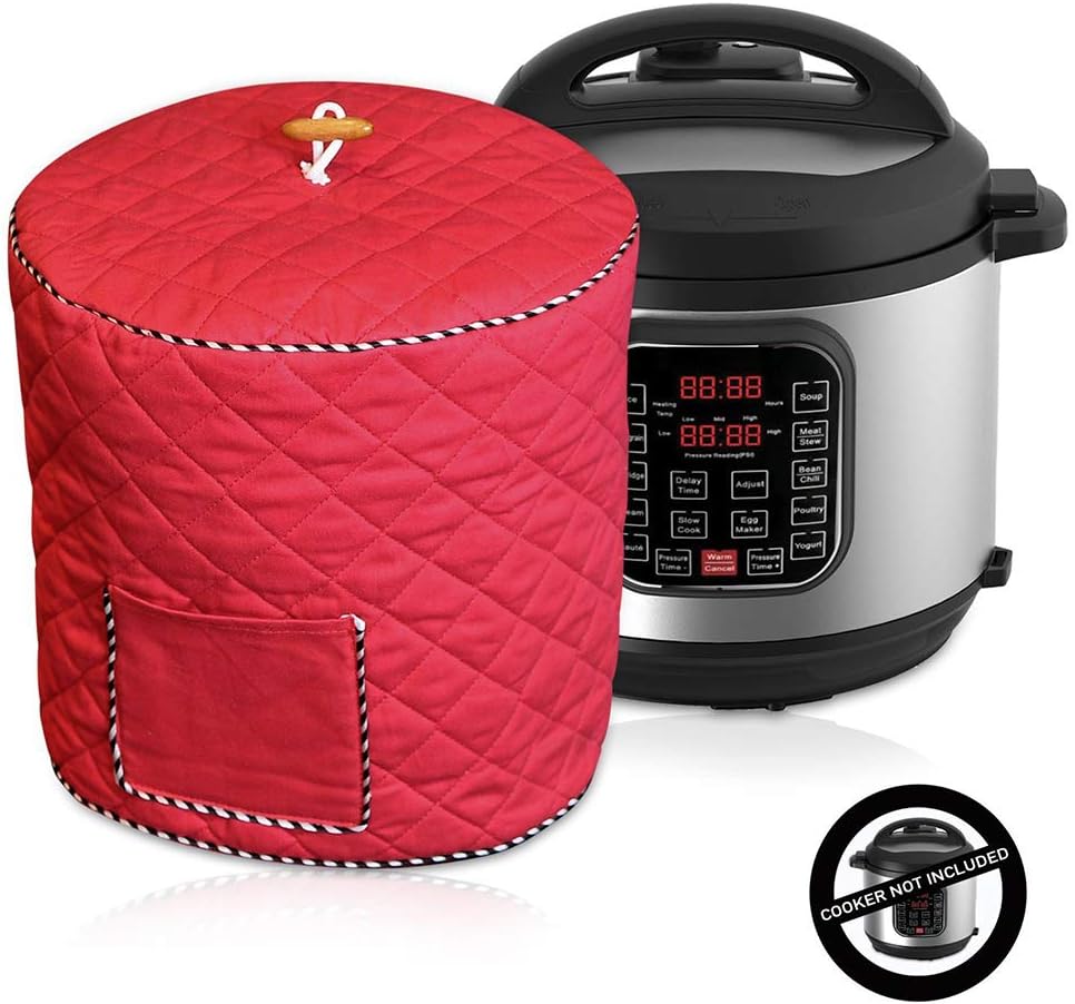 Pressure Cooker Cover with Front Pocket,Rice Cooker Cover Carrying Bag for Pressure Cooker Accessories (6Qt,Red)