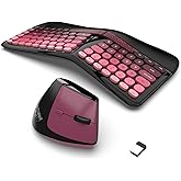 Ergonomic Wireless Keyboard and Mouse Set with Wrist Rest, Compact 85-Key Keyboard, No Independent Numeric Keypad, Black and Red Gradient
