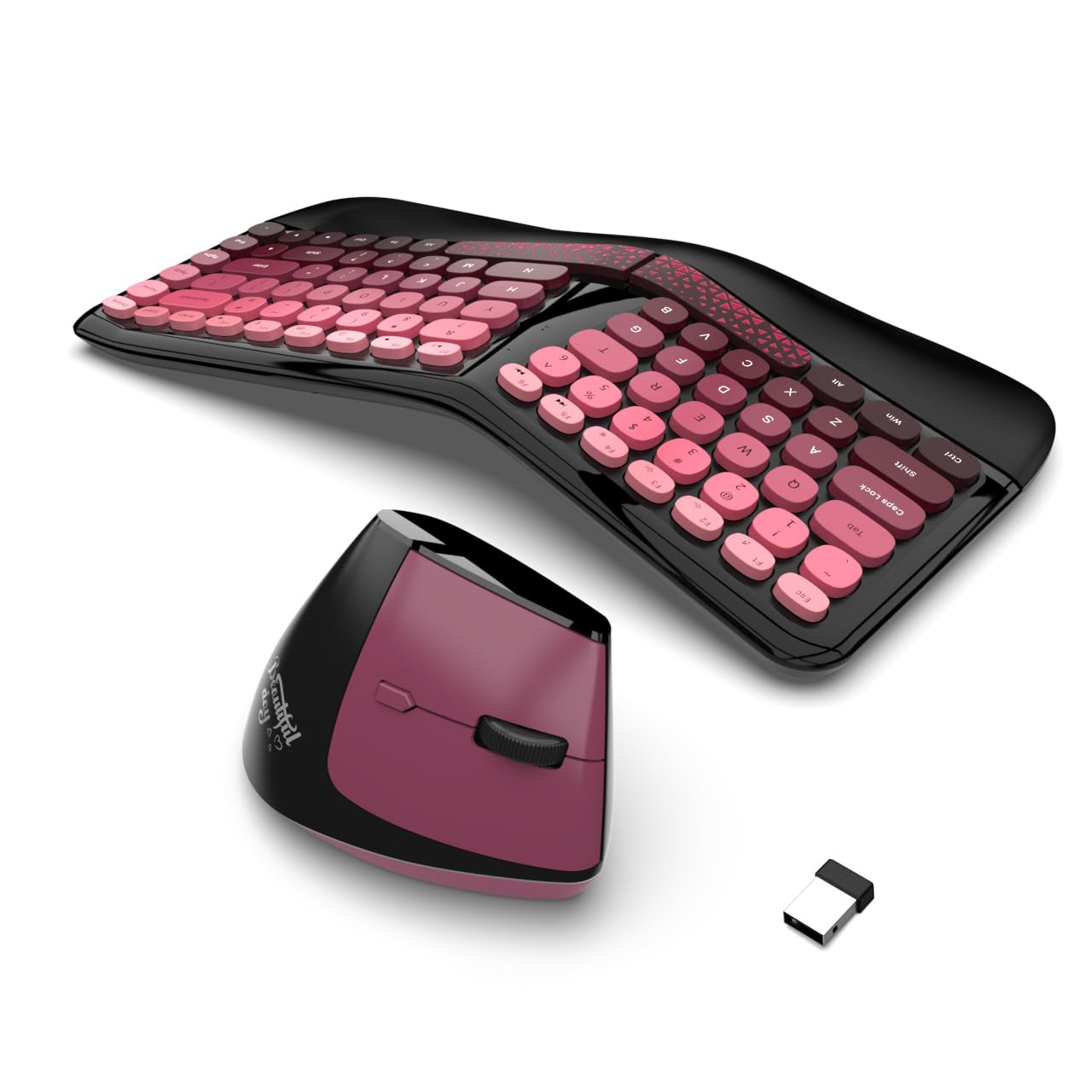 Photo 1 of Ergonomic Wireless Keyboard and Mouse Set Wireless Keyboard Silent Mice Set with Wrist Rest for Computer, Laptop, PC, Mac, Windows Black Pink