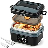 oofkit Electric Lunch Box For Adults(Men & Women),Heated Lunch Box Battery Powered With USB Charge port,Self Heating Coreless,Portable Food Warmer For meals on the go(1L Black)