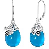 TIGER RIDER Bee/Butterfly/Scorpion/Cactus/Leaf/Beetle 925 Sterling Silver French Clasp Leverback Earrings Amber/Crystal/Citrine/Moonstone/Obsidian/Jade/Rose quartz Pendant Jewelry Gift for Women