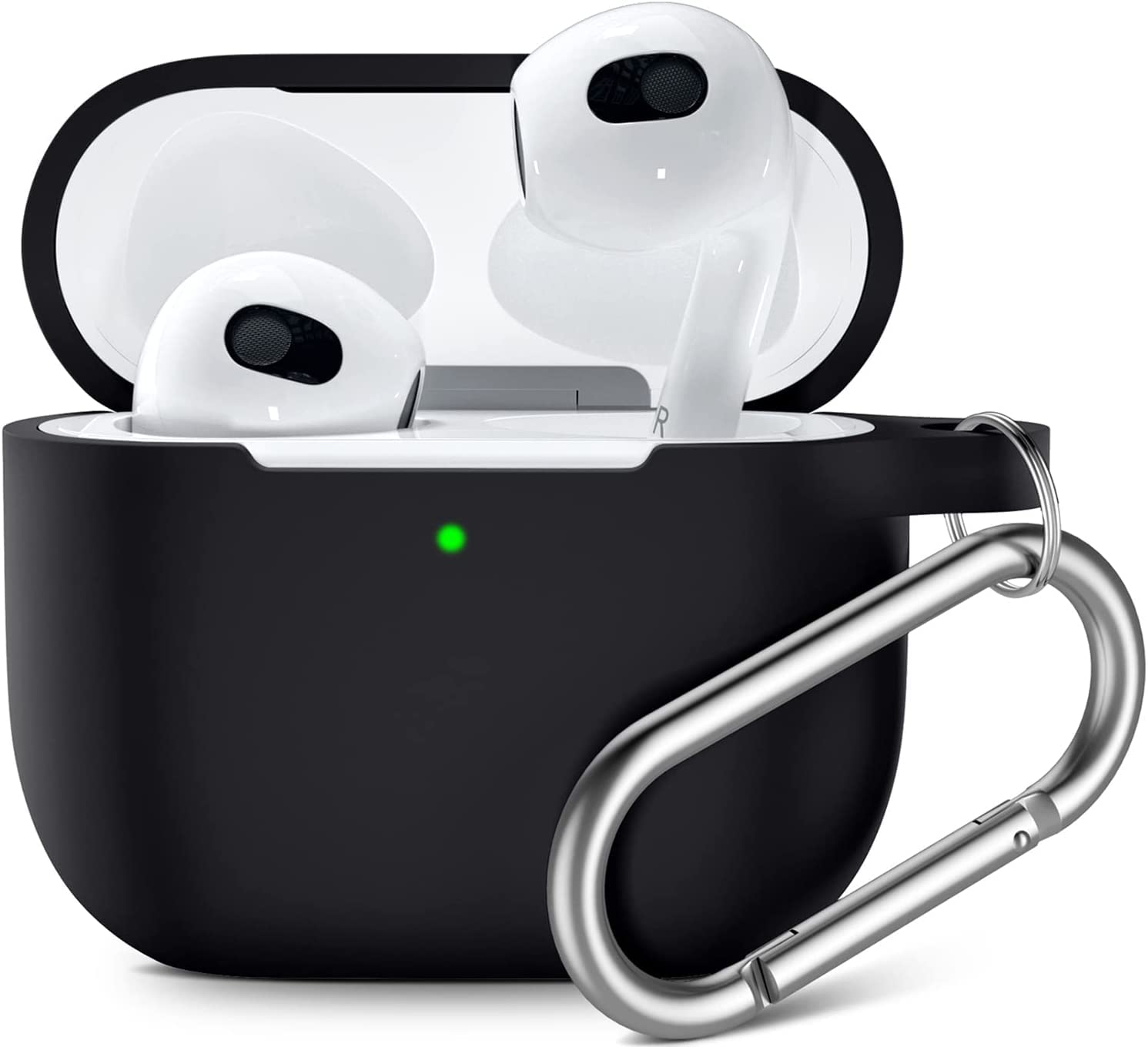 Joysong Compatible with AirPods 3rd Generation Case 2021, Fully Sleeved Silicone Protective Case Shock Absorption for Apple AirPods 3 Case, with Keyring