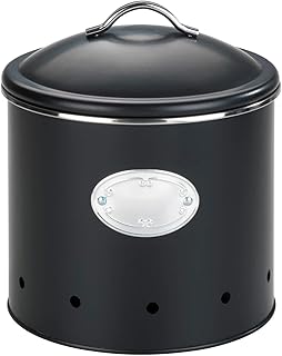 WENKO Aufbewahrungsdose Nero mit Löchern 4 Liter, luftdurchlässig für optimale Luftzirkulation, aus lackiertem Metall, Ø 18,7 x 21 cm, Schwarz