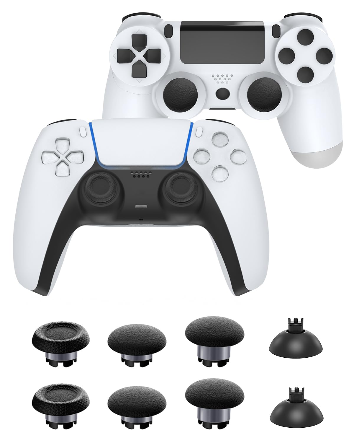CHARM FOCUS Thumbsticks for PS5 Controller Accessories, Thumb Sticks for PS4 Controller Joystick Replacement Kit, Analog Thumb Grips for Switch Pro Controller Thumbsticks, 6 Joystick, 2 Base, Black