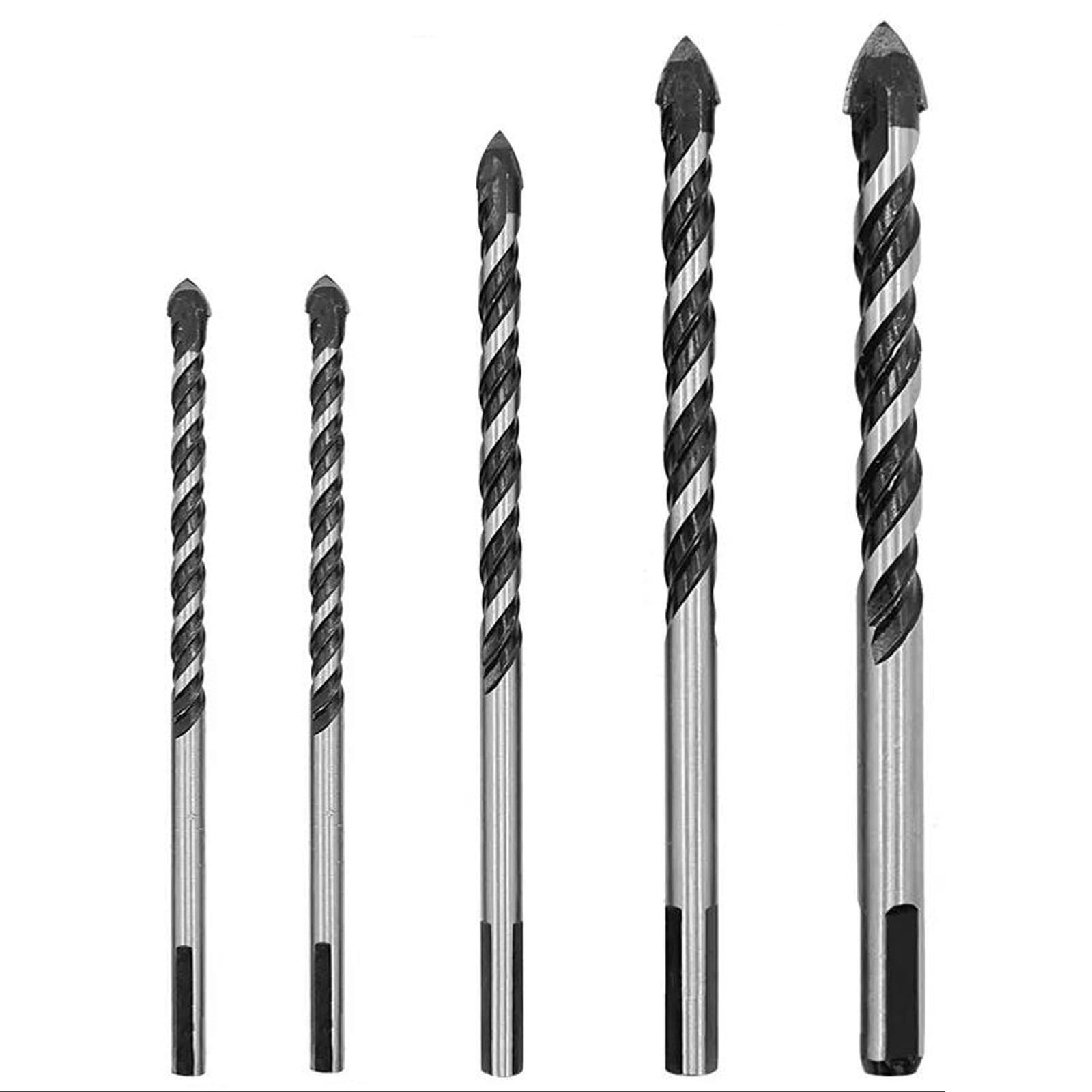Masonry Drill Bit Set 5pcs, Concrete Drill Bits with Triangle Handle (1/4”,1/4”,5/16”,3/8”,1/2”) for Brick, Tile, Cement, Ceramic, Glass, Plastic, Etc. Industrial Strength Carbide Drill Bit Tip