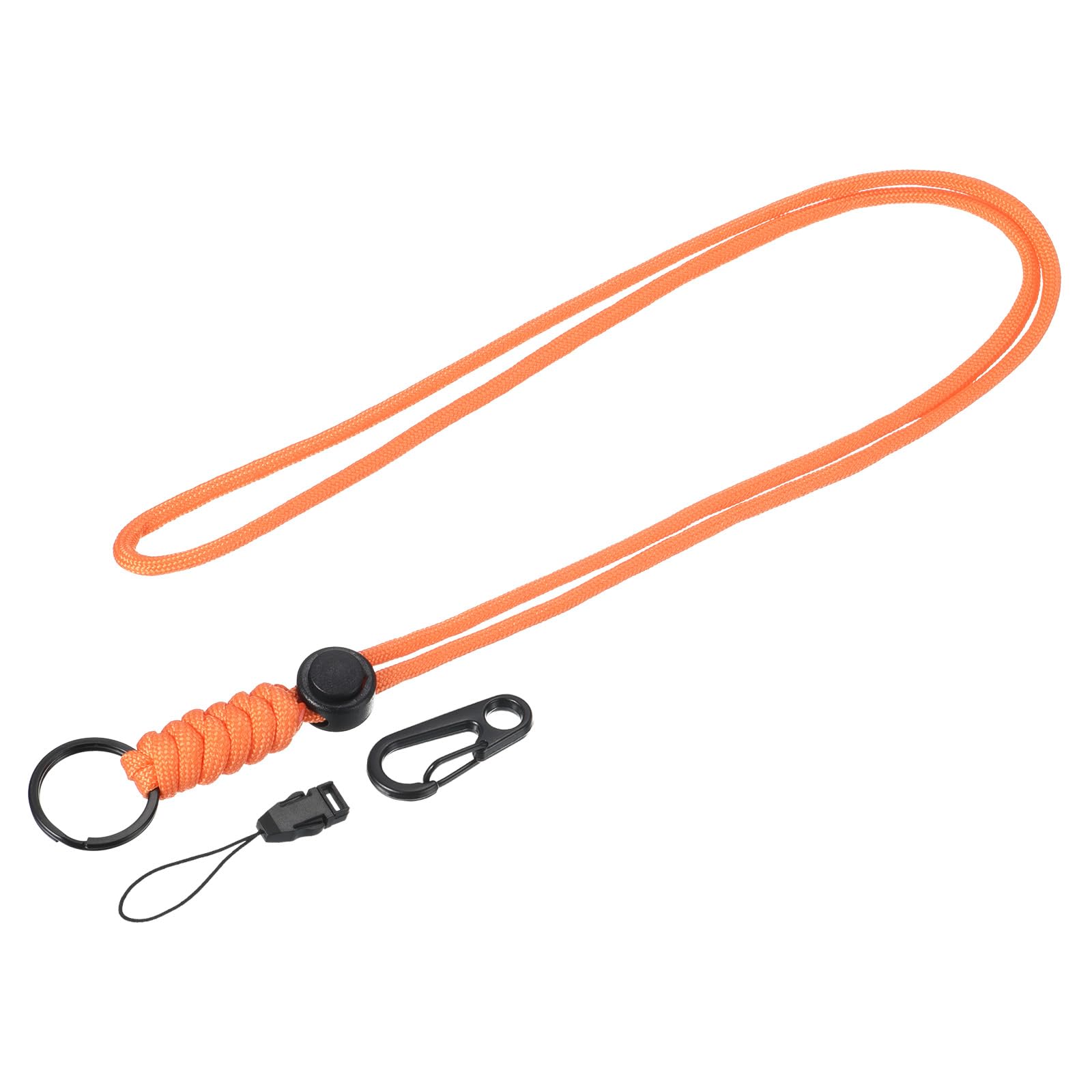 YOKIVE 1 Pcs Paracord Lanyards, Necklace Keychain Cord Metal Clasp Hooks Ring Straps | Great for Home Keys, ID Cards, Badge Holders (Orange, 20.5-Inch)