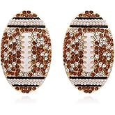 Beaded Football Stud Earrings for Women,Sparkly Rhinestone Pearl Football Earrings,Hypoallergenic Sports Game Team Earrings