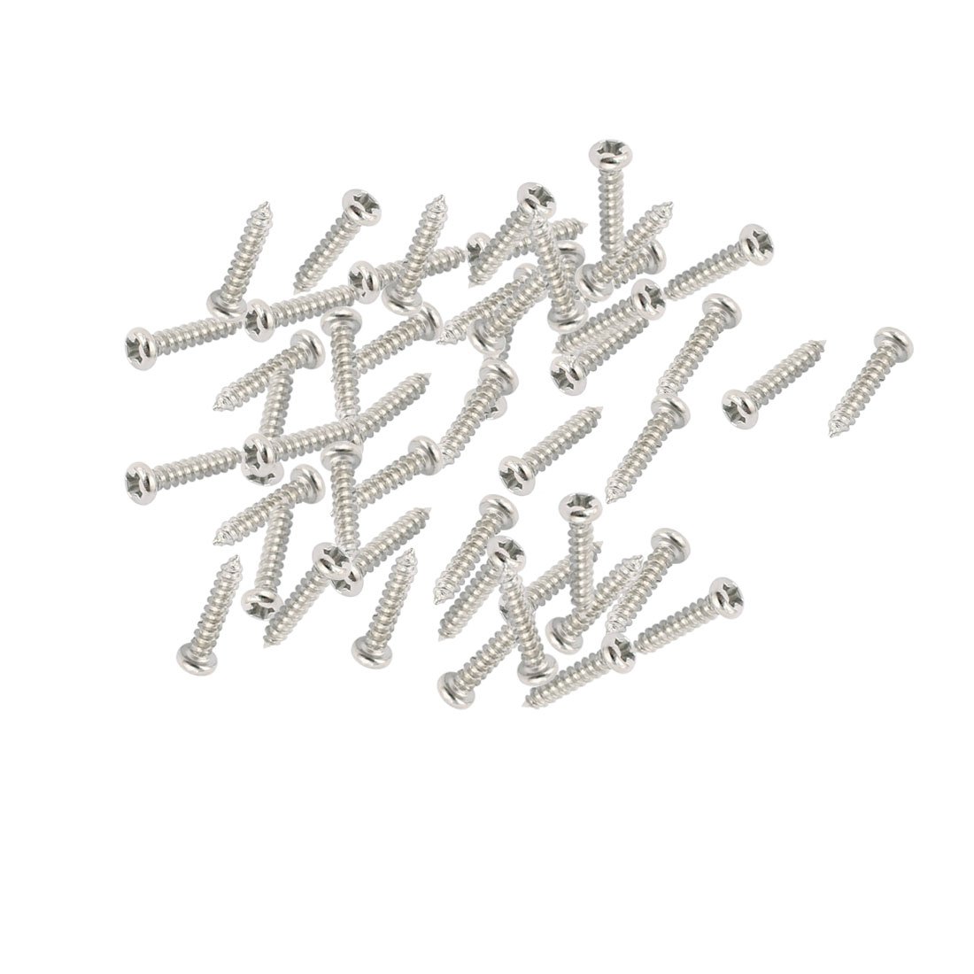 sourcing map 50 Pcs M2 x 10mm Stainless Steel Phillips Flat Head Self-Taping Screws