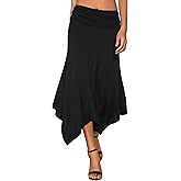DJT Women's Flowy Handkerchief Hemline Midi Skirt