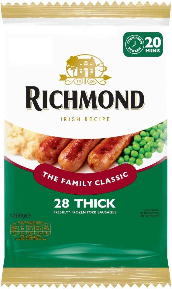 Richmond 28 Thick Pork Sausages, 1.27kg (Frozen) Amazon.co.uk Grocery