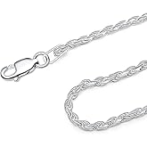 925 Sterling Silver Diamond Cut Rope Bracelet For Women & Men 2MM 7 inch