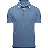 SAMERM Mens Zipper Golf Shirts Short Sleeve Casual Polo Shirts Moisture Wicking Solid Golf Shirt Fashion