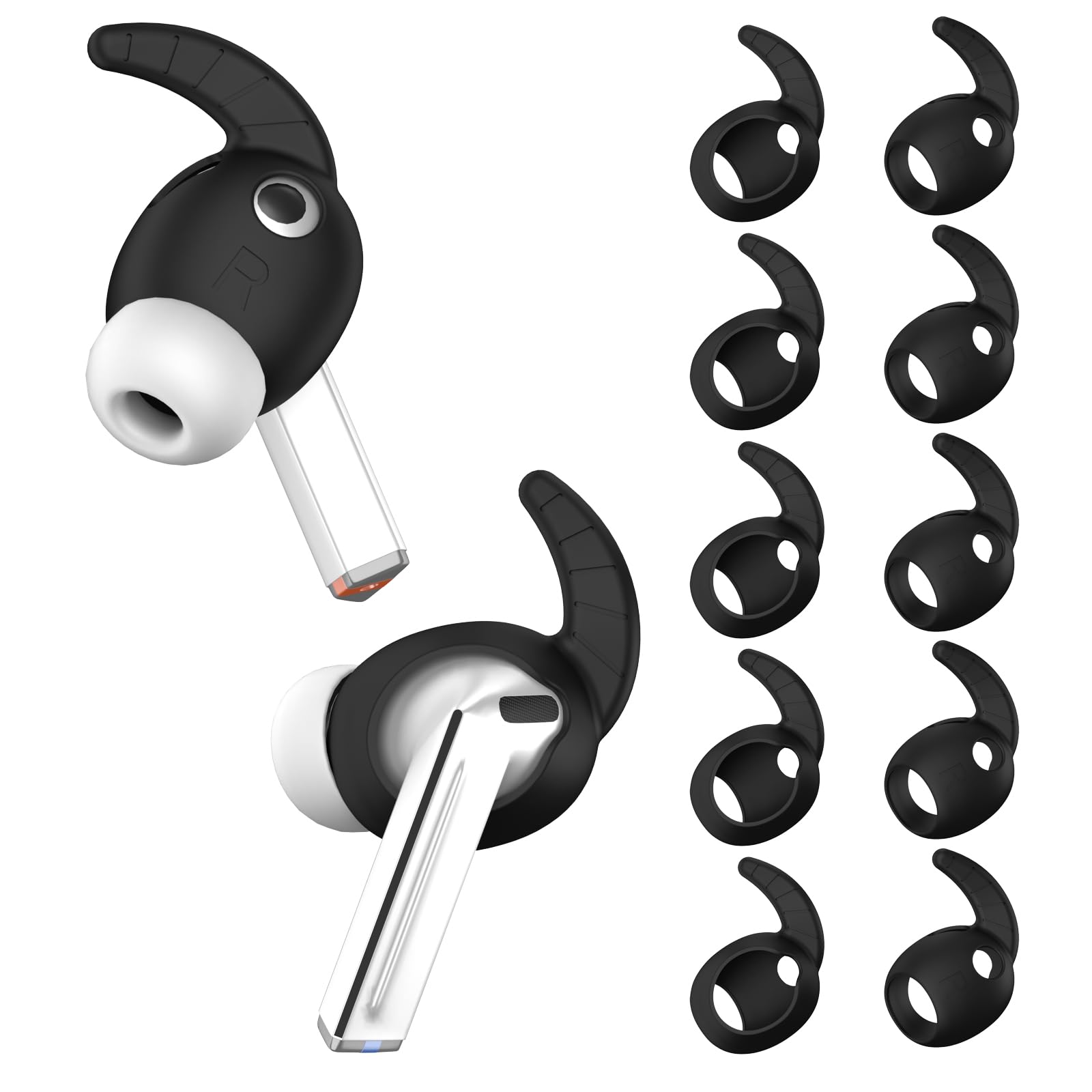 Photo 1 of [5 Pairs] Ear Hooks Covers for Samsung Galaxy Buds 3 Pro, Sport Ear Tips Covers Silicone Anti-Slip Anti Scratches Galaxy Buds Pro 3 Earbuds Accessories (Black)