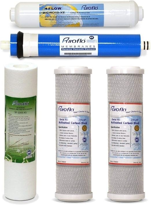Puroflo 5 pc RO Water Filter Replacement Set, 5Stage 1Year, Reverse
