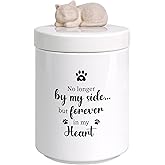 Cat Urns for Ashes, Ceramic, White, Decorative Urn for Ashes for Cat, Up to 45lbs, Pet Memorial