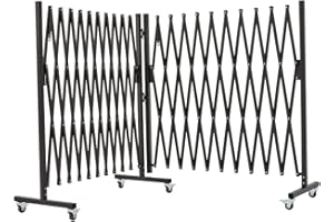 GYMTIME Industrial Expandable Metal Barricade, Portable Safety Barrier with Casters, Mobile Folding Scissor Gate, Aluminum Retractable Fence, 0-180 Degree Rotating, 23.6 Feet, Indoors Outdoors