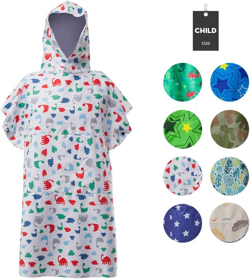 Hooded Beach Bath Towel Poncho for Toddler Boys Girls, Soft Swim Towels Wrap with Hood for Kids Surf Poncho Changing Robe Baby Bath Towel