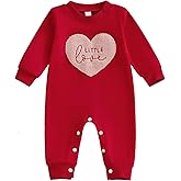 Mieeyali Girls Valentines Day Outfit Heart Love Romper Pink Striped Jumpsuit Cute Newborn Baby Girl Clothes Spring