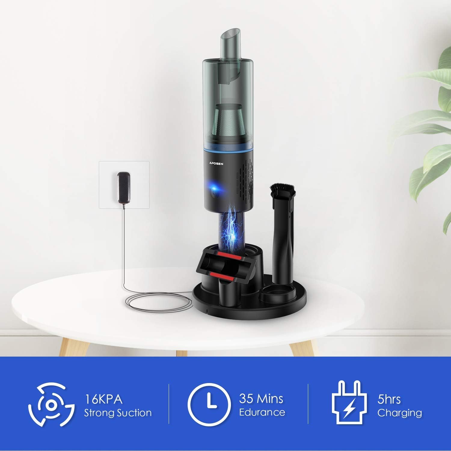 APOSEN Cordless Vacuum Cleaner, 16Kpa Strong Suction 5 in 1 Stick Vacuum Brushless Motor Ultra Lightweight for Home Hard Floor A16s -